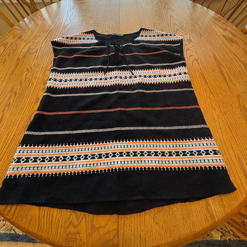 THML Black Embroidered Boho Casual Top L EUC